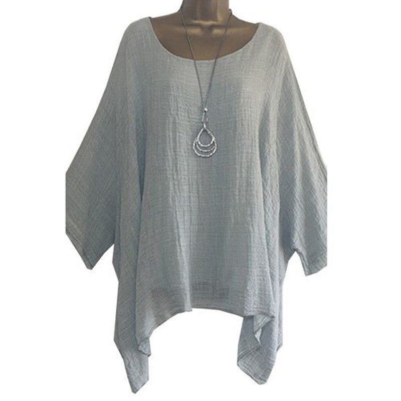 Summer Women's Casual Solid Color Top with Irregular Sleeves