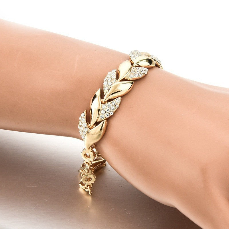 Dragonrui 18K Gold Leaf Bracelet for Women’s Wedding Jewelry