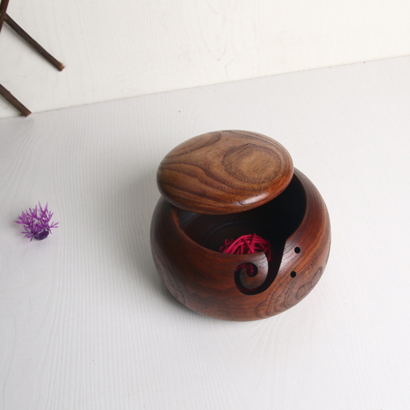 Eco-Friendly Wooden Yarn Bowl for Storage and Use