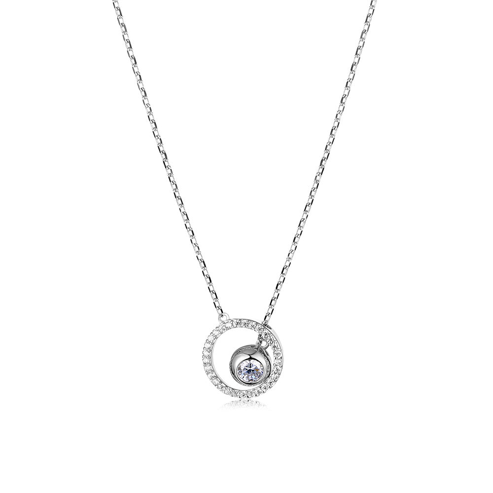 Creative Design Hollow Globe Zircon Silver Necklace