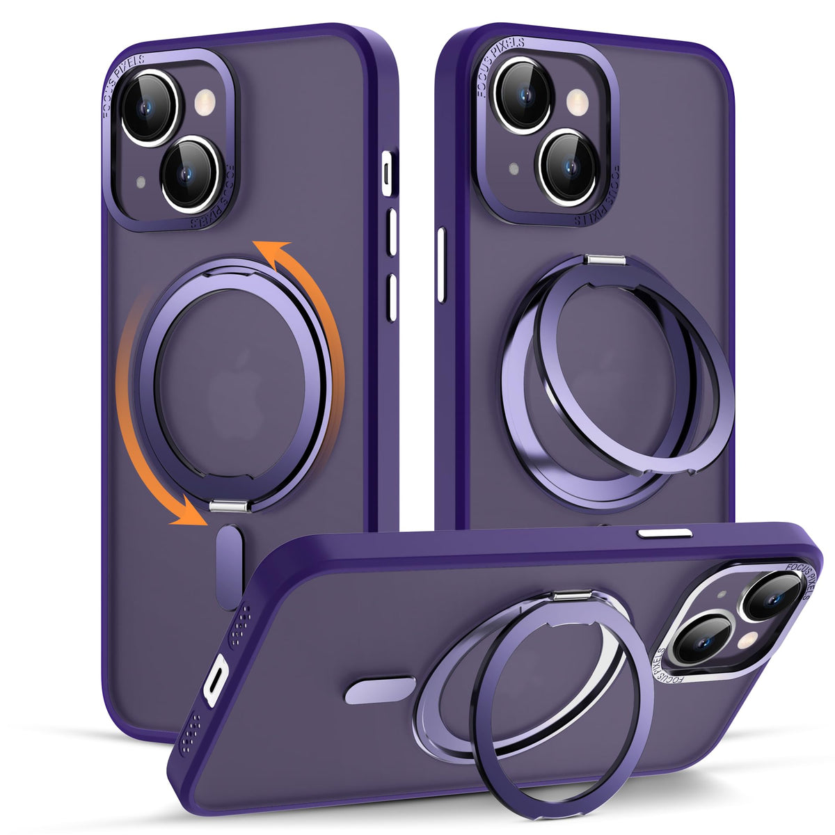 for iPhone 11 Phone Case with 360° Rotatable Magnetic Ring Stand [Compatible with Mag-Safe] [Military-Grade Protection] Translucent Back iPhone 11 Case 6.1" for Women Men, Grey