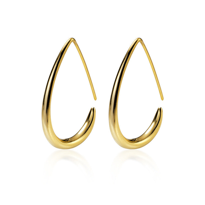 Nalan S925 Silver Hollow Water Drop Design Earrings