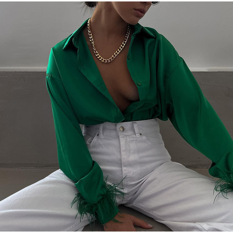 2022 Women's Fashion Summer Casual Feather Shirt