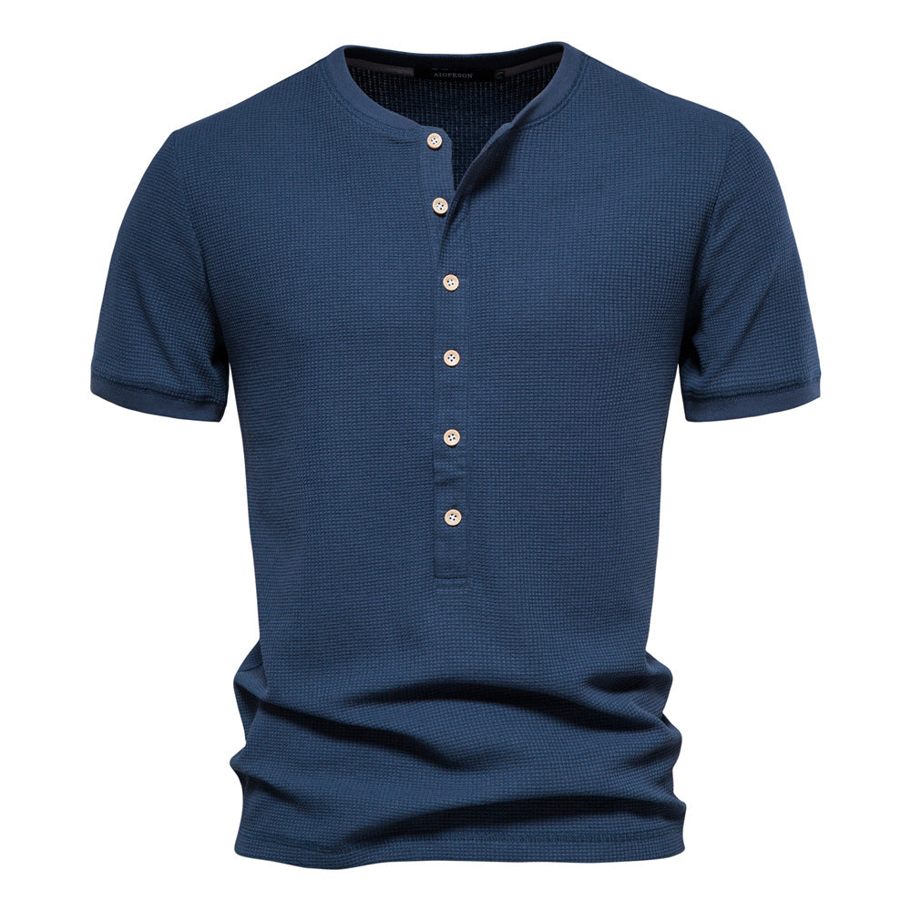 Men's Casual Short Sleeve Knit T-Shirt in Solid Color