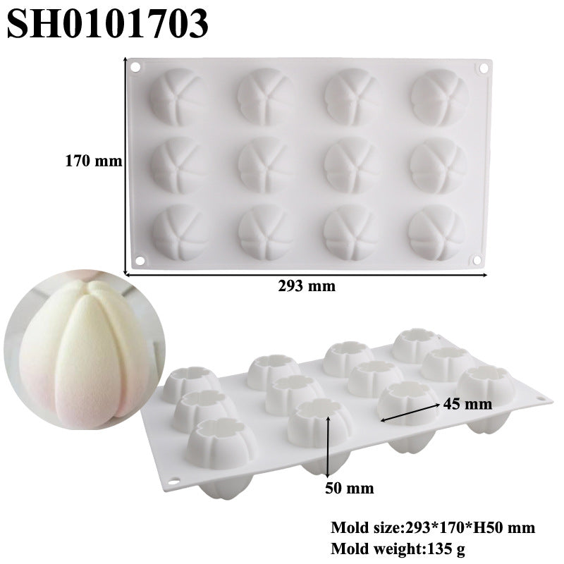 12-Cavity Tulip Silicone Cake Mousse Mold for Baking