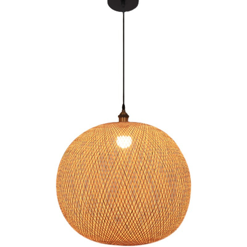 Bamboo Woven Sphere Pendant Light for Zen Decor