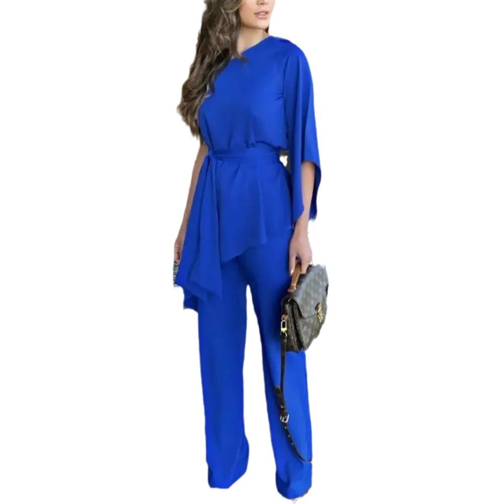 2023 Fall Women's Fashion Batwing Top and Pants Set