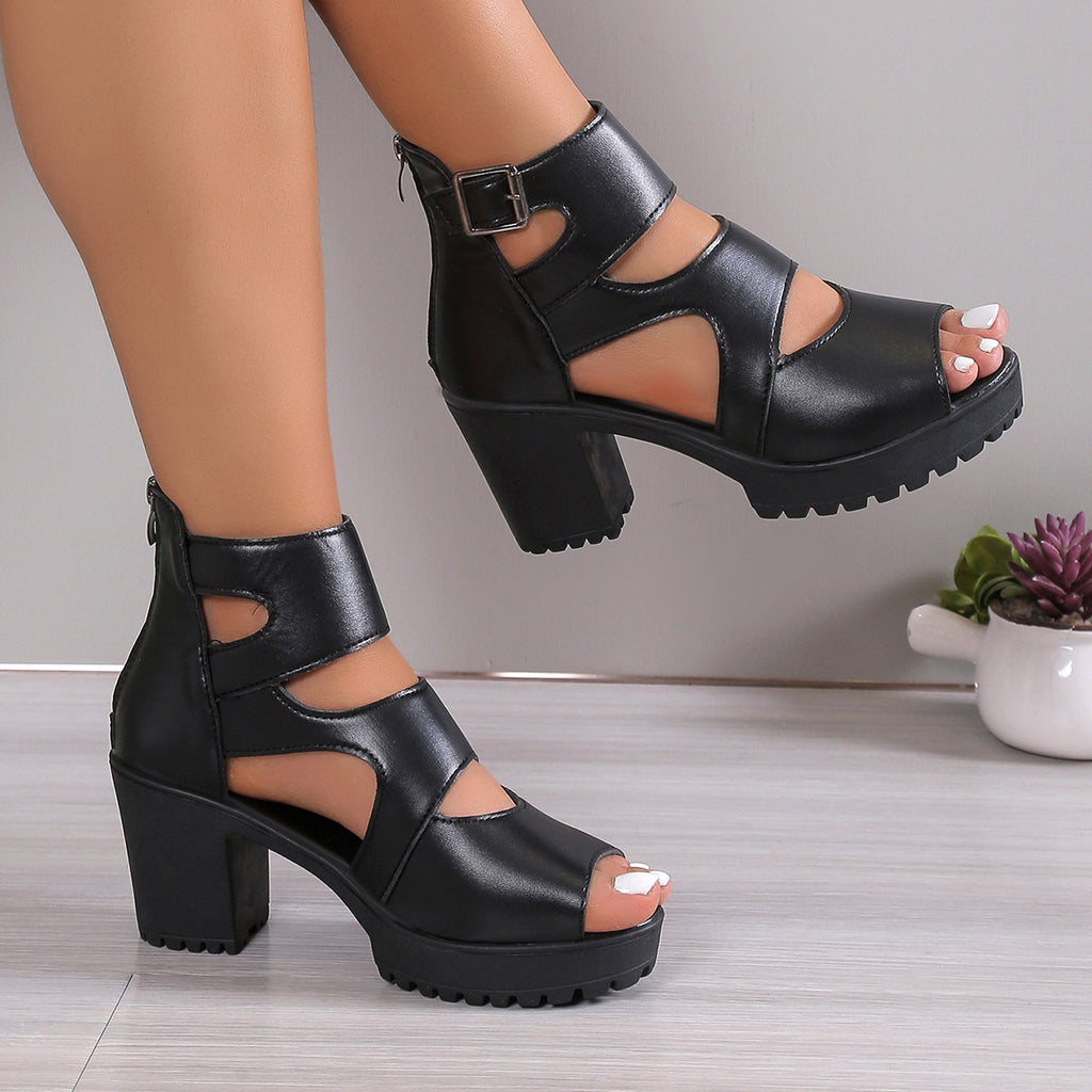 2023 Women's Chunky Heeled Roman Sandals - Fashionable