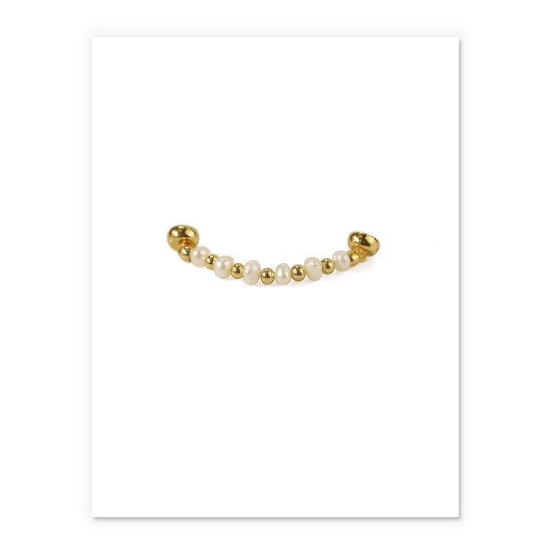Gold-Plated Brass Natural Pearl Magnetic Ear Cuffs