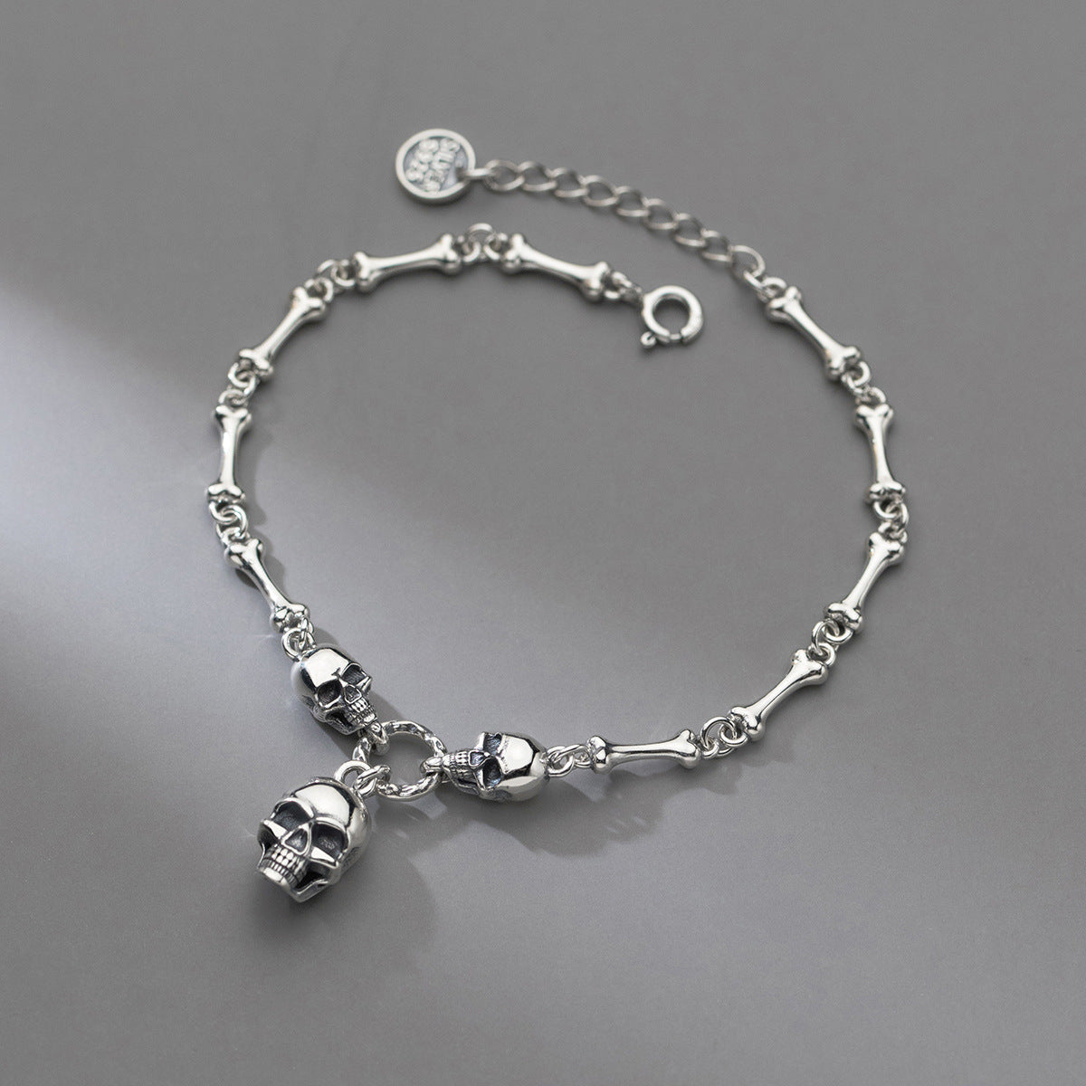 S925 Silver Korean Style Skull Bracelet for Women