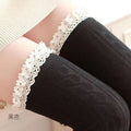Japanese Style Lace Over Knee Socks in Black & White