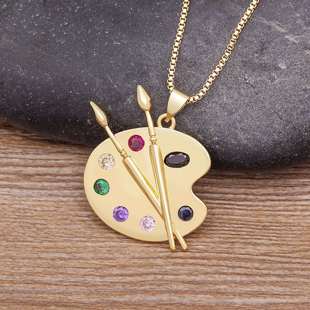 Creative Palette Pendant Necklace and Earrings Set