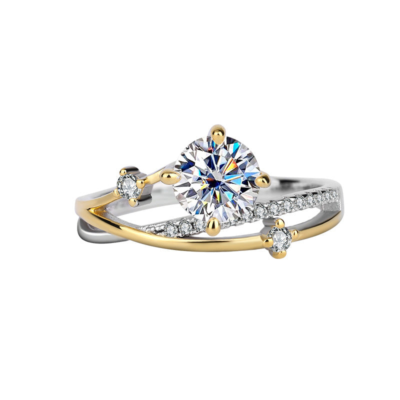 1 Carat Four-Prong Moissanite Silver Ring for Women