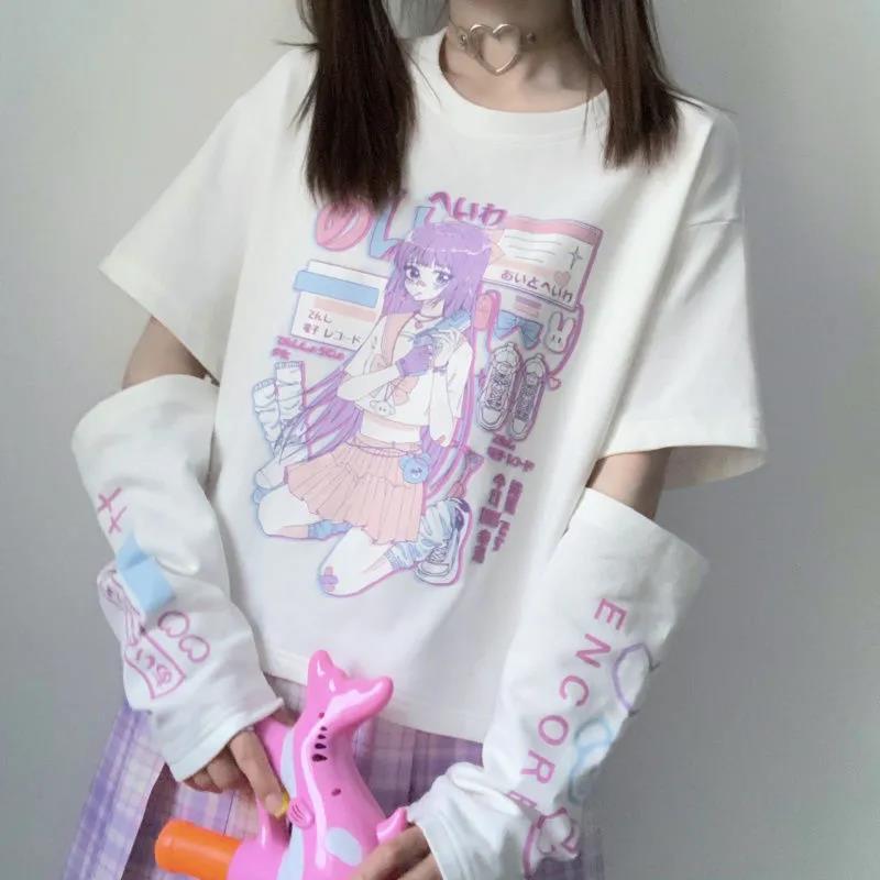 Japanese Style Two-Piece Short Sleeve T-Shirt for Women