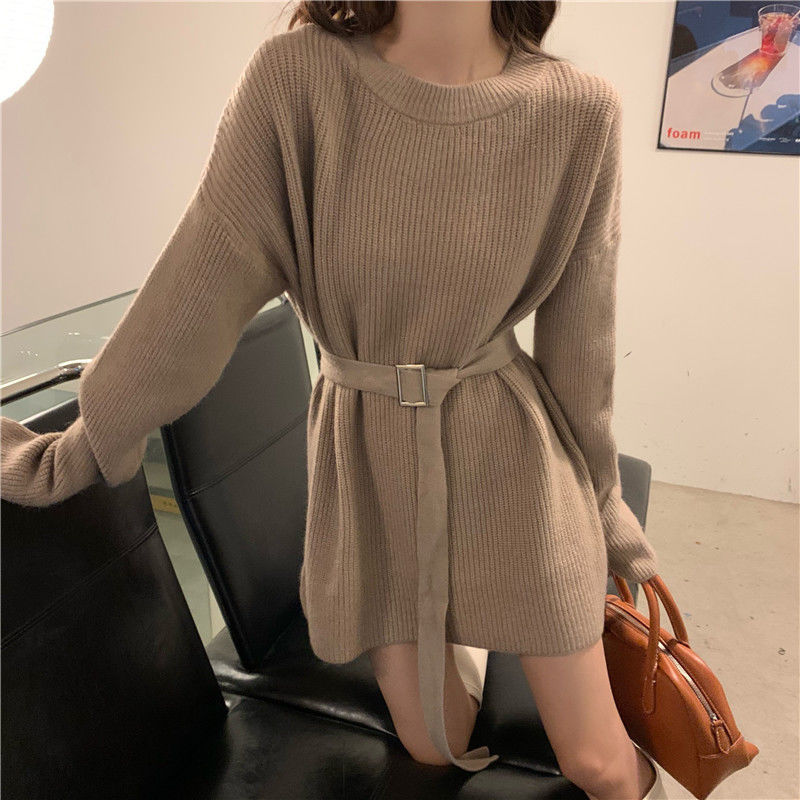 Fashionable Waist-Defined Sweater Dress for Women 2023