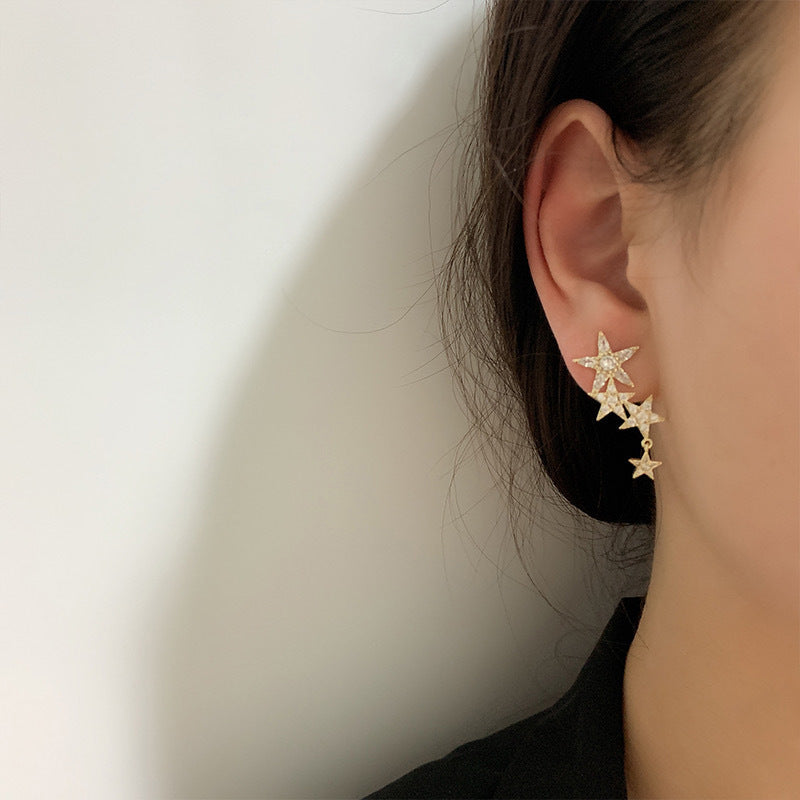 2020 Elegant Zircon Star Tassel Earrings, S925 Silver