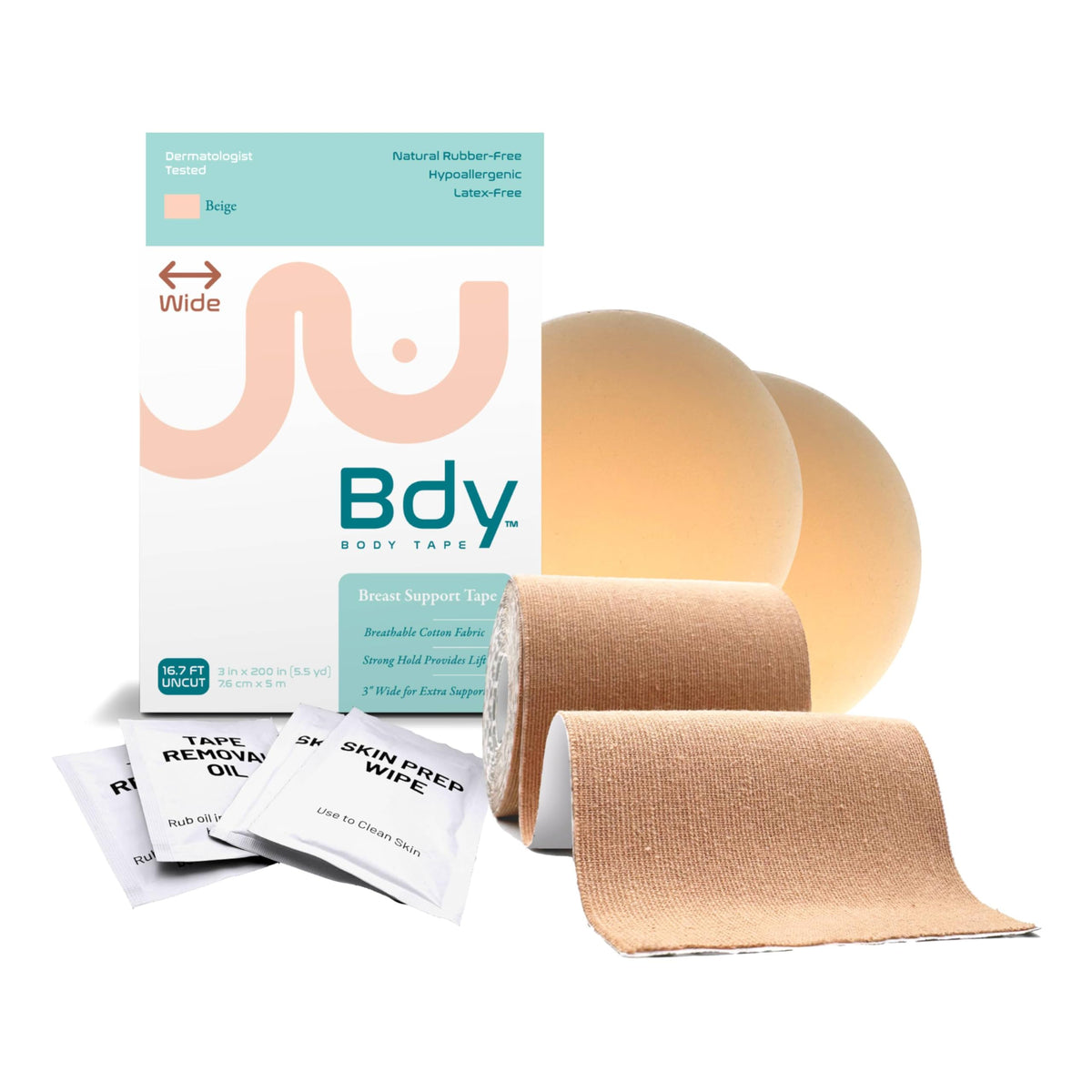 BDY Tape - Breast Lift Tape - from KT Tape - Application and Removal Kit - Boob Placement Tape - Dermatologist Tested - Invisible Bra Alternative - (3 in.)