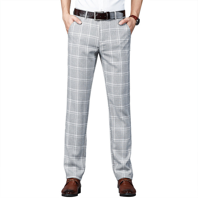 Men's Summer Loose-Fit Plaid Casual Trousers