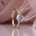 585 Russian Rose Gold Engagement Ring with Zirconia