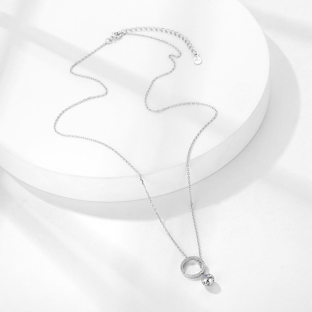 Creative Design Hollow Globe Zircon Silver Necklace