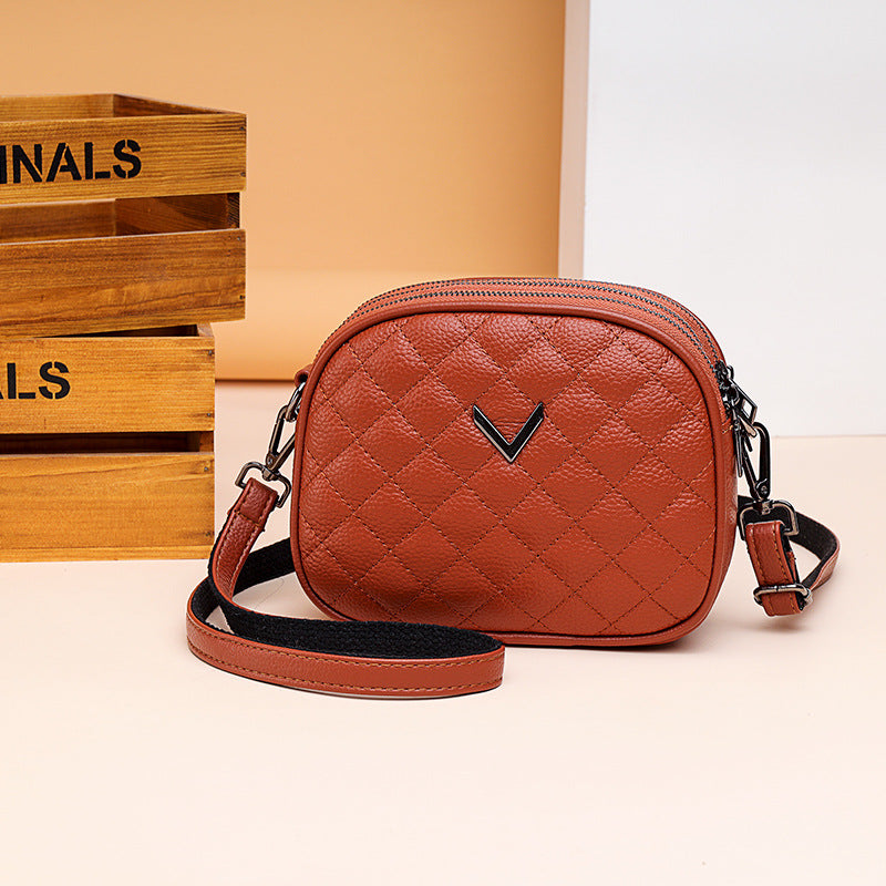 2023 Fashionable Genuine Leather Round Shoulder Bag