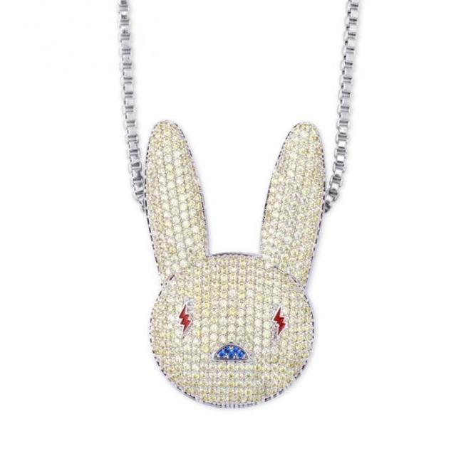 Hip Hop Fashion Zircon Rabbit Pendant Necklace