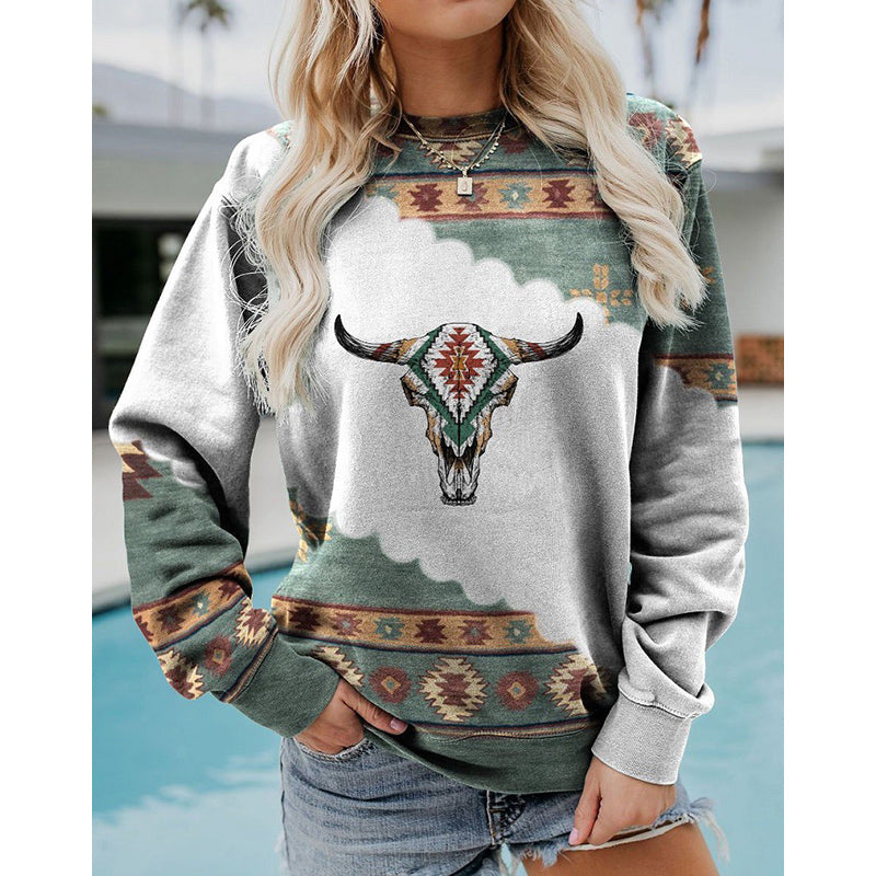 Vintage Western Style Women's Sweatshirt - Casual Pullover