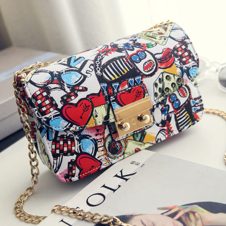 Trendy Printed Mini Crossbody Bag with Chain Strap