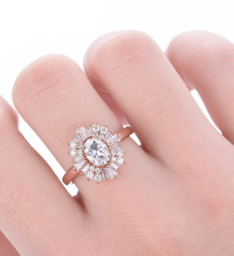Luxury Diamond Women's Opal Engagement Ring