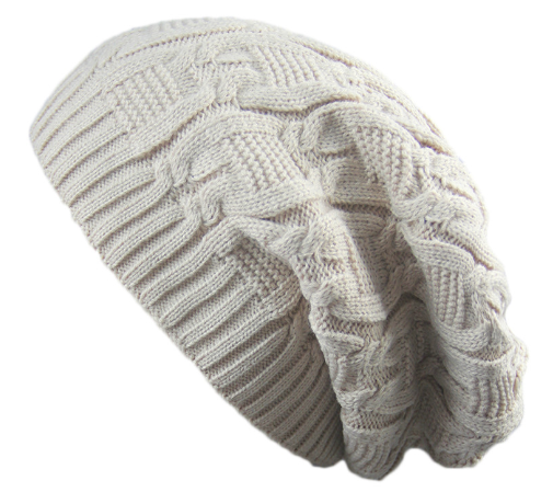 Knitted Beanie, Slouchy Hat, Double-Layer Yarn Cap