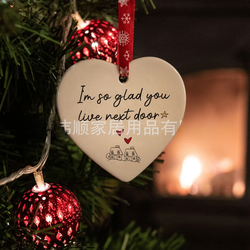 I Wish You Lived Next Door Ceramic Heart Pendant