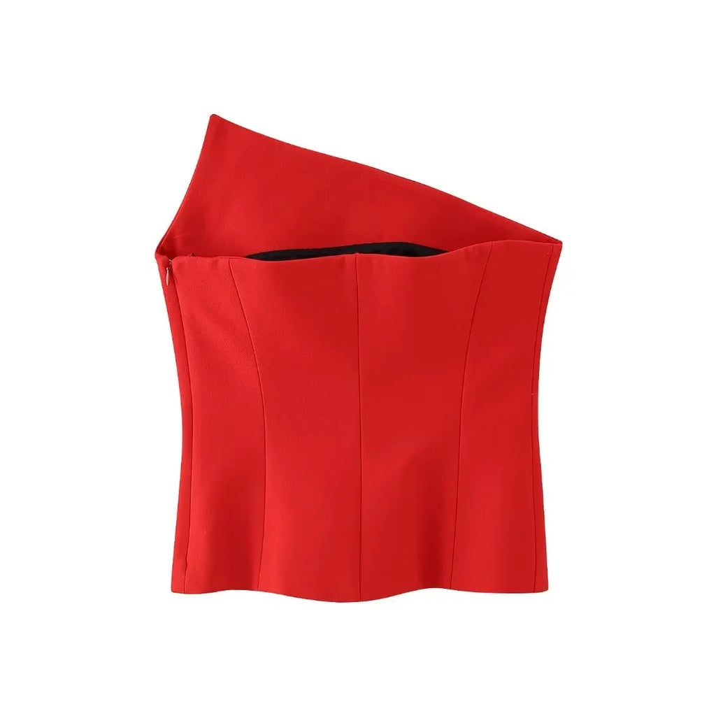 2023 Spring New Women's Solid Color Asymmetrical Top