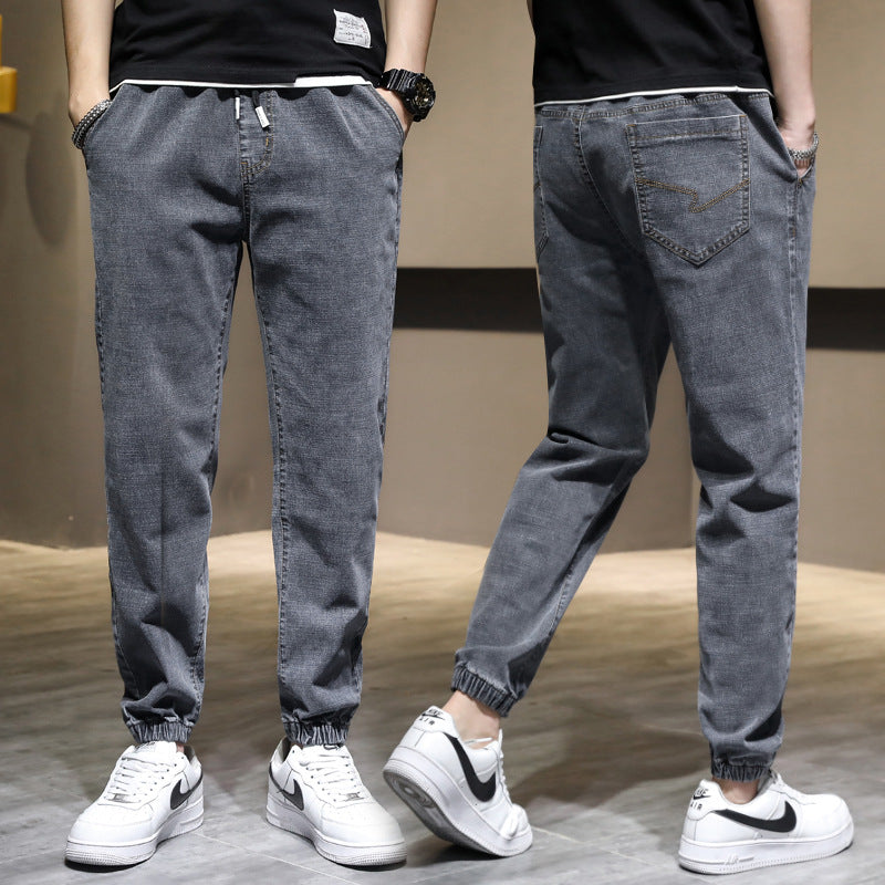 Japanese Style Men's Casual Elastic Waist Jeans