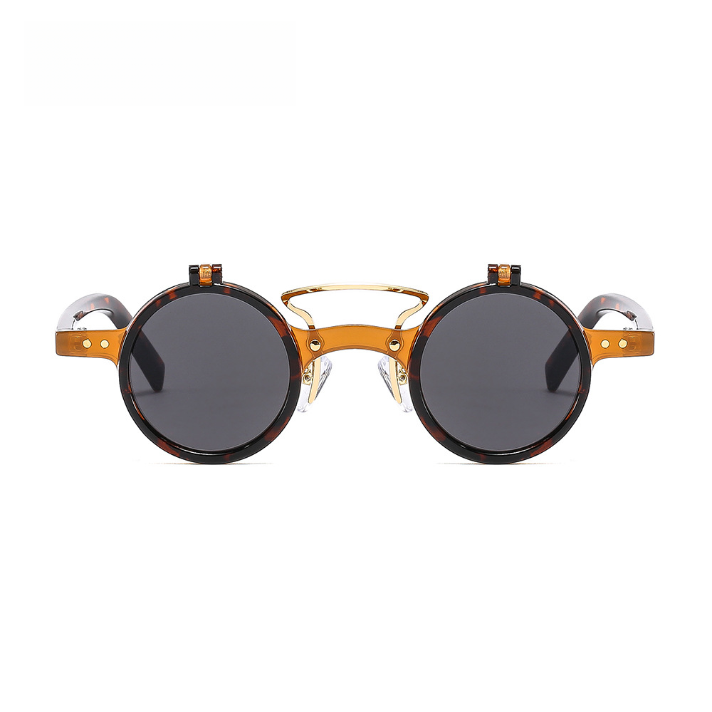 T307 Punk Round Frame Double-Layer Sunglasses