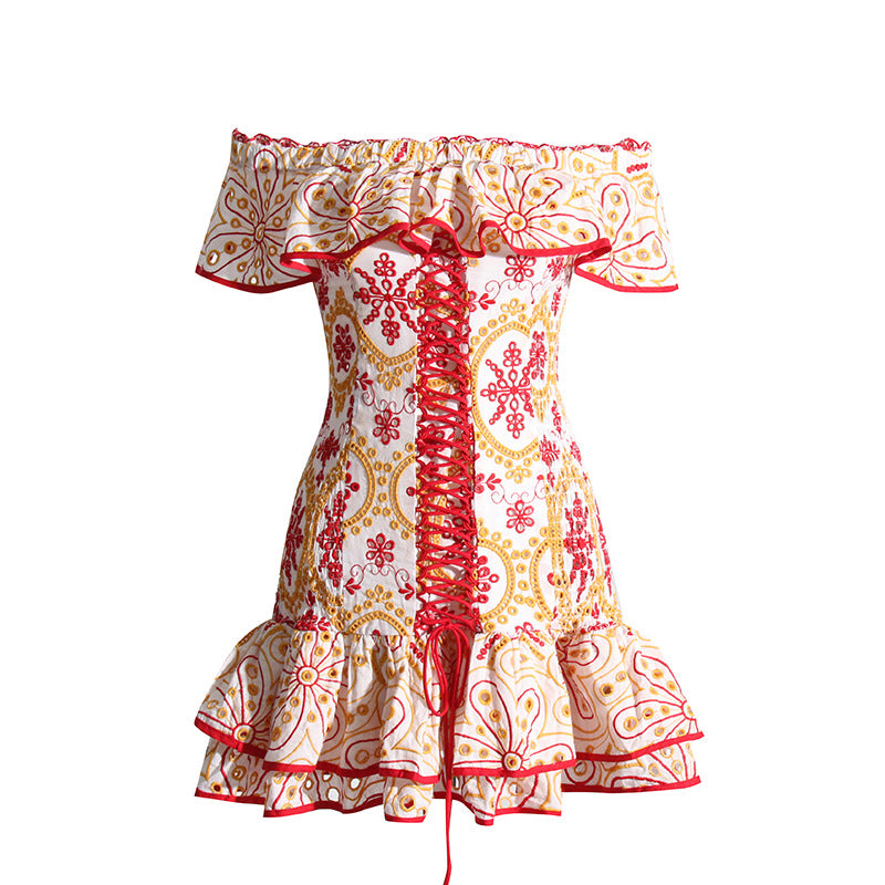Spring 2024 Sexy Off-Shoulder Ruffle Dress