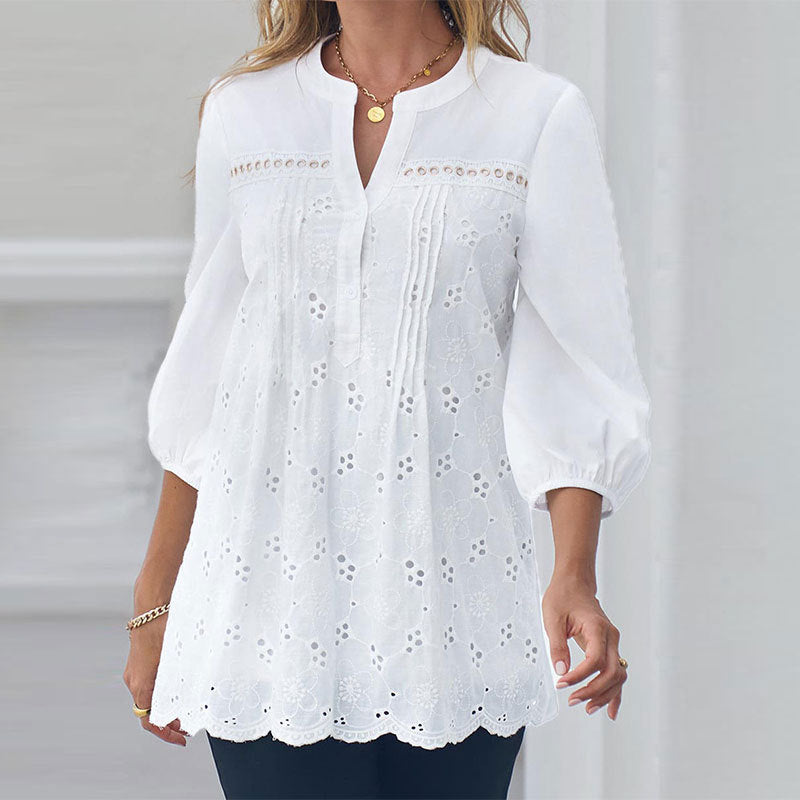 Elegant Solid Color Round Neck Top for Women 2022