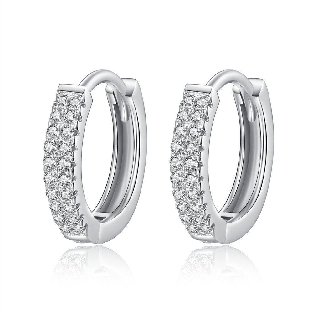 S925 Silver Double Row Cubic Zirconia Earrings