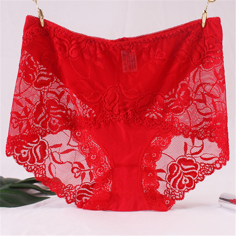 "Mid-High Waist Lace Seamless Hip-Lifting Briefs"
