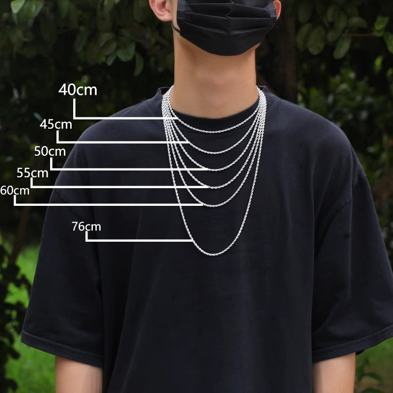 Men's Hip-Hop 3MM Stainless Steel Twisted Chain Necklace