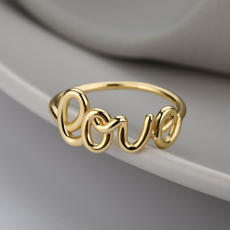 Korean Style LOVE Ring for Couples with Letters