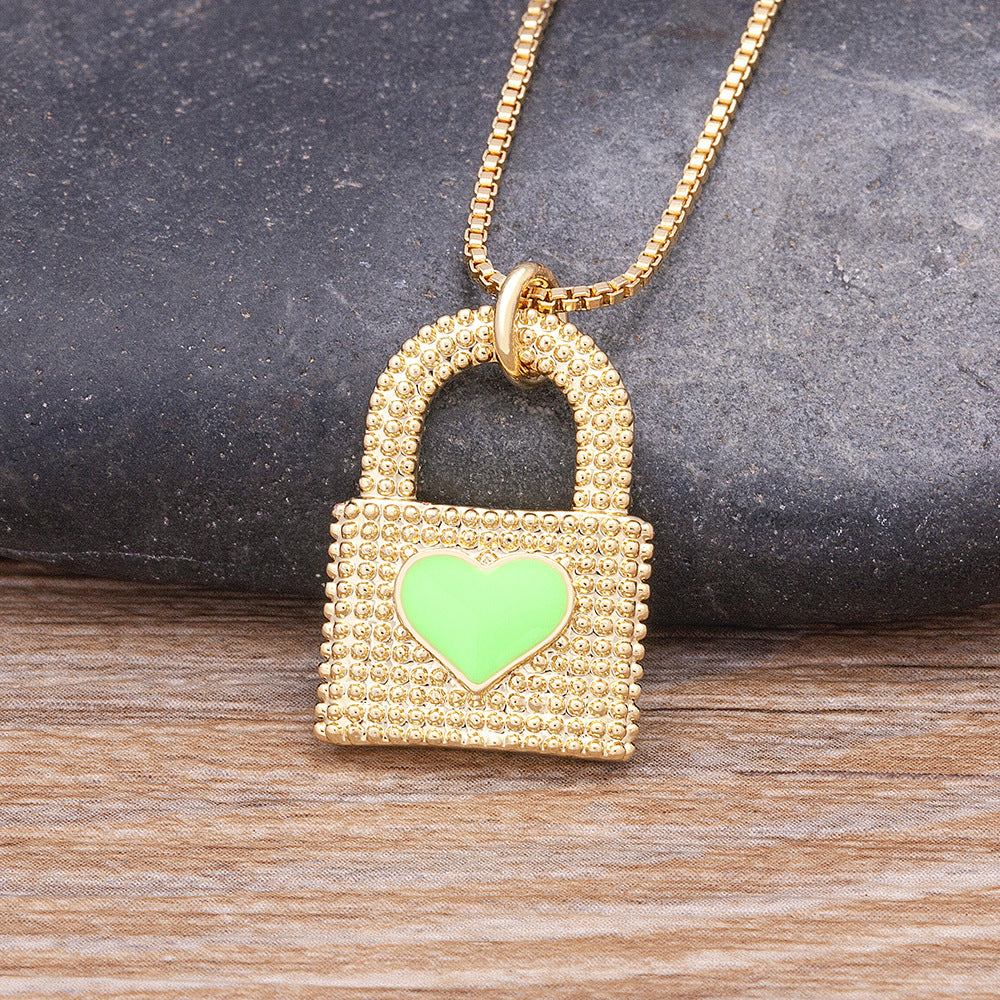 18K Gold-Plated Heart Lock Drip Oil Necklace