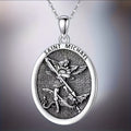 Men's Oval Angel Wings Necklace - Trendy Religious Pendant