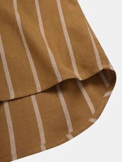 Stylish Striped Short Sleeve Men's Shirt with Stand Collar