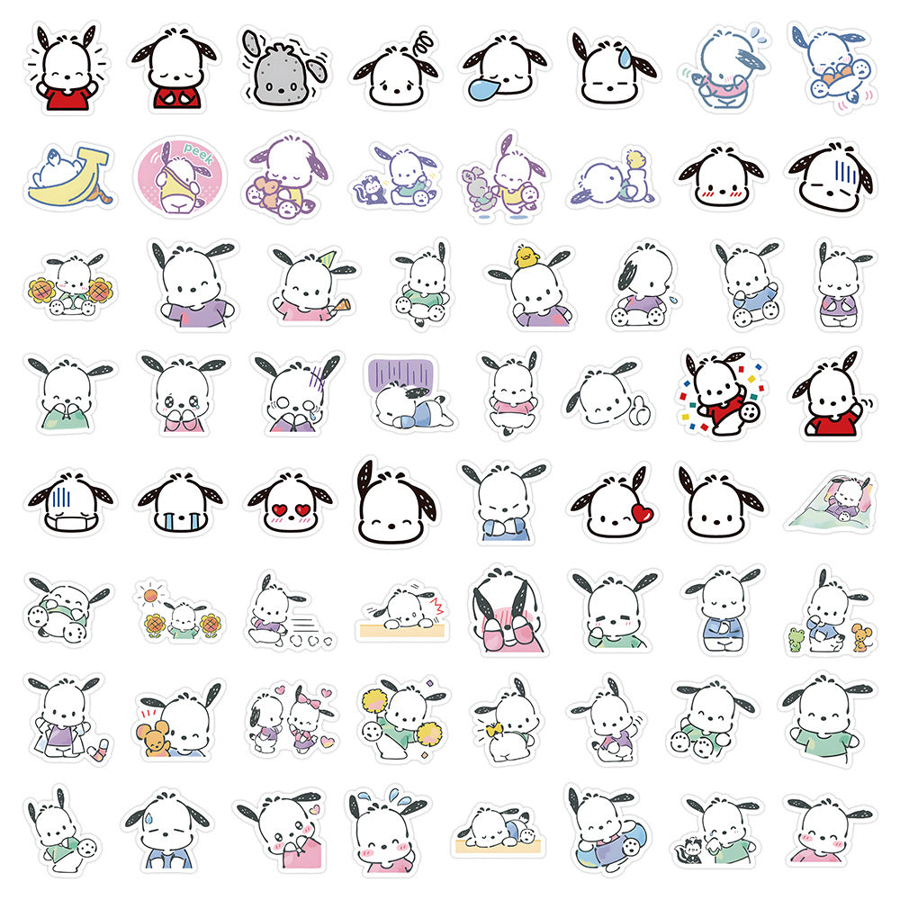 64 PCS Sanrio Waterproof Stickers - Pacha Dog & Puppy