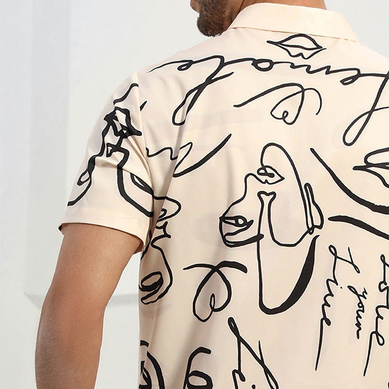 Men's Comfortable Short Sleeve Digital Print Shirt