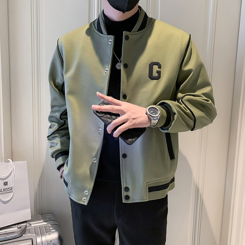 Trendy Men's Long Sleeve Jacket with Lapel Collar