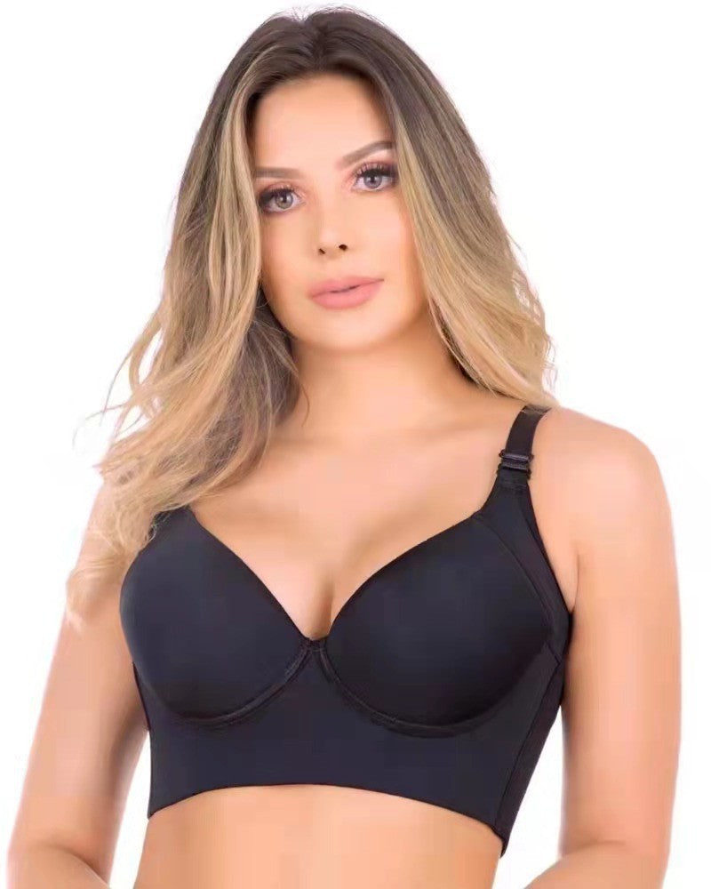 Seamless Deep V Underwire Bra for Full Bust Support