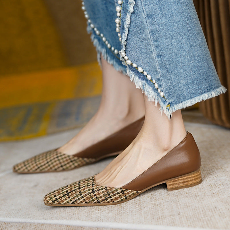 2022 Spring Vintage Checkered Low Heel Flats for Women