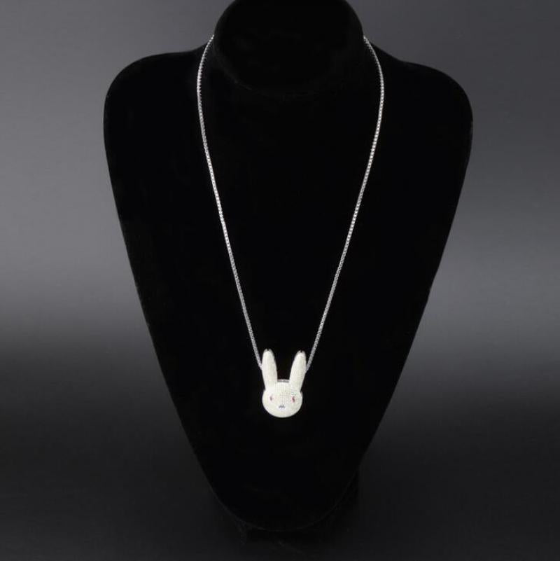 Hip Hop Fashion Zircon Rabbit Pendant Necklace
