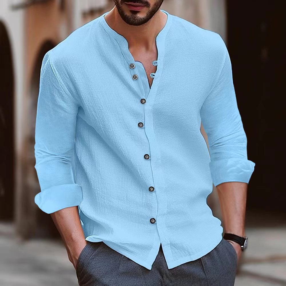 2024 Men's Vintage Solid Cotton-Linen Casual Shirt